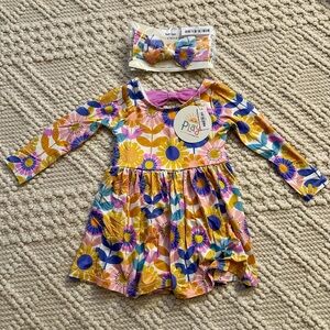 Little Sleepies Petal Power Skater dress w bow NWT 18-24m